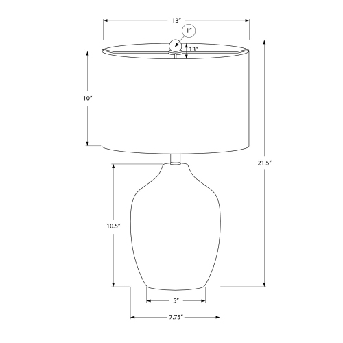 Monarch Specialties I 9708 - Lighting, 22"H, Table Lamp, Black Ceramic, Ivory / Cream Shade, Transitional