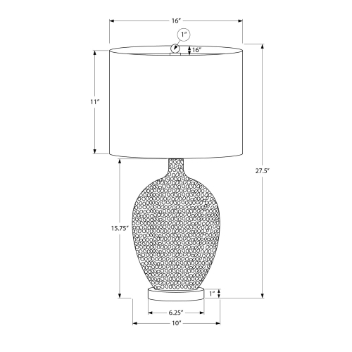 Monarch Specialties I 9607 - Lighting, 28"H, Table Lamp, Cream Ceramic, Ivory / Cream Shade, Contemporary