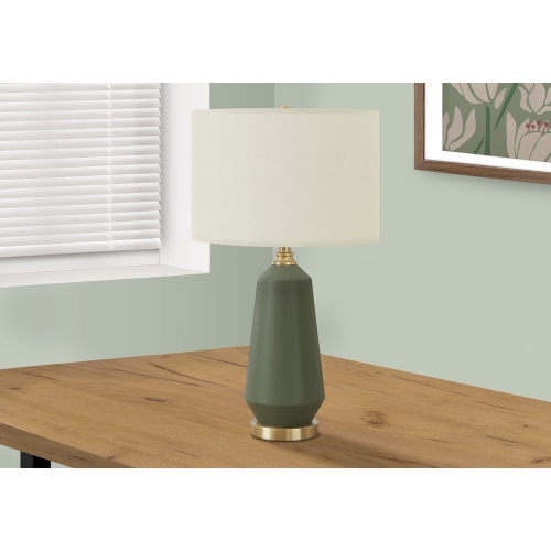 MONARCH SPECIALTIES  I 9624 - Lighting, 26"h, Table Lamp Ceramic, Ivory / Cream Shade, Contemporary In Green