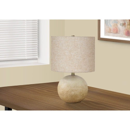 Monarch Specialties I 9718 - Lighting, 20"H, Table Lamp, Beige Concrete, Beige Shade, Contemporary