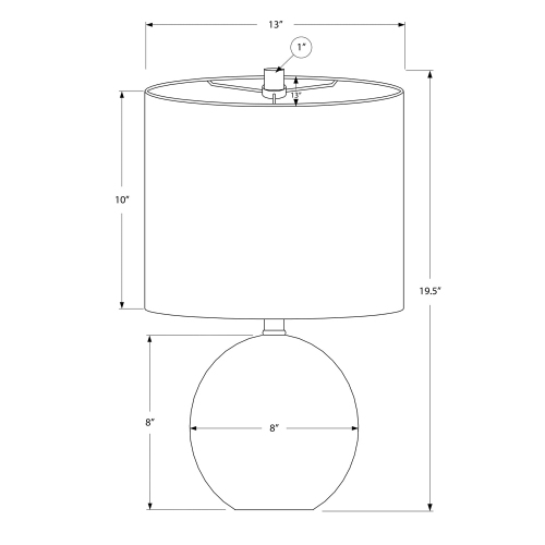 Monarch Specialties I 9718 - Lighting, 20"H, Table Lamp, Beige Concrete, Beige Shade, Contemporary