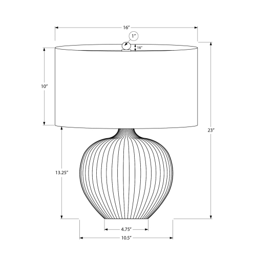 Monarch Specialties I 9618 - Lighting, 23"H, Table Lamp, Black Ceramic, Black Shade, Contemporary