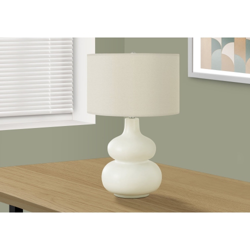 MONARCH SPECIALTIES  I 9608 - Lighting, 25"h, Table Lamp / Cream Shade, Cream Ceramic, Contemporary In Ivory