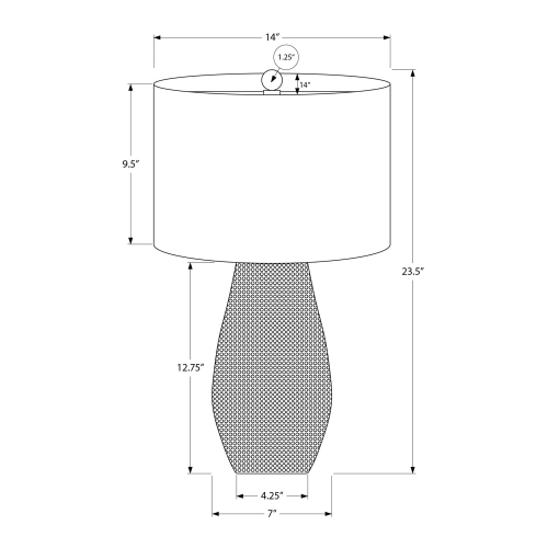 Monarch Specialties I 9655 - Lighting, 24"H, Table Lamp, Black Resin, Ivory / Cream Shade, Contemporary