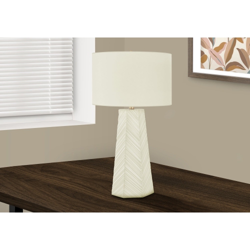 MONARCH SPECIALTIES  I 9614 - Lighting, 29"h, Table Lamp Ceramic, Ivory / Cream Shade, Contemporary In White
