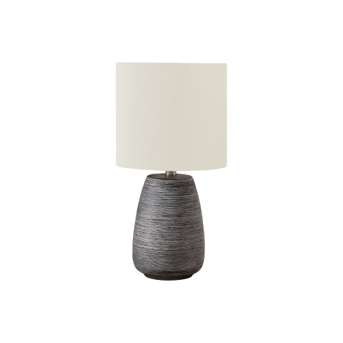 Monarch Specialties I 9633 - Lighting, 19"H, Table Lamp, Grey Ceramic, Ivory / Cream Shade, Contemporary