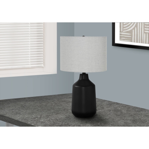 Monarch Specialties I 9701 - éclairage, 24 haut., lampe de table, béton noir, abat-jour gris, contemporain