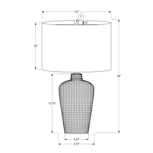 Monarch Specialties I 9621 - Lighting, Table Lamp, 24"H, Black Ceramic, Black Shade, Contemporary