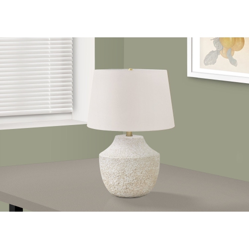 MONARCH SPECIALTIES  I 9729 - Lighting, 20"h, Table Lamp, Cream Concrete / Cream Shade, Modern In Ivory