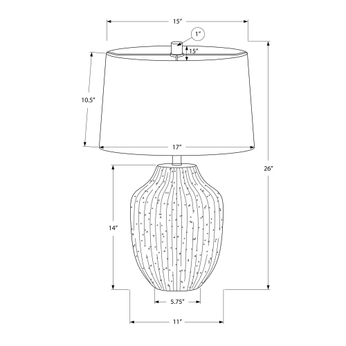 Monarch Specialties I 9719 - Lighting, 26"H, Table Lamp, Cream Ceramic, Ivory / Cream Shade, Transitional