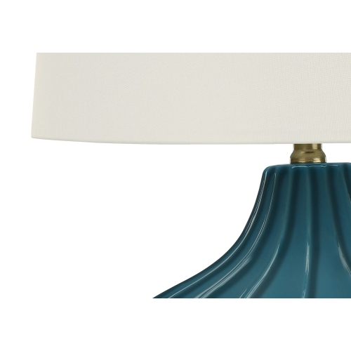 Monarch Specialties I 9612 - Lighting, 24"H, Table Lamp, Blue Ceramic, Ivory / Cream Shade, Transitional