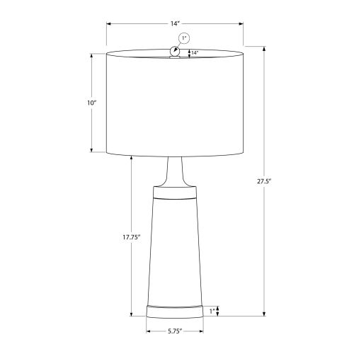 Monarch Specialties I 9623 - Lighting, 28"H, Table Lamp, Black Metal, Beige Shade, Contemporary