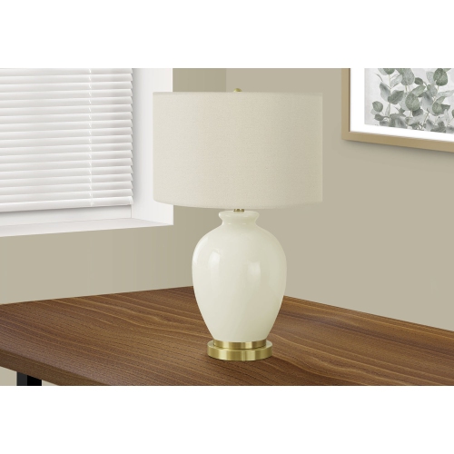 MONARCH SPECIALTIES  I 9625 - Lighting, 26"h, Table Lamp / Cream Shade, Cream Ceramic, Transitional In Ivory