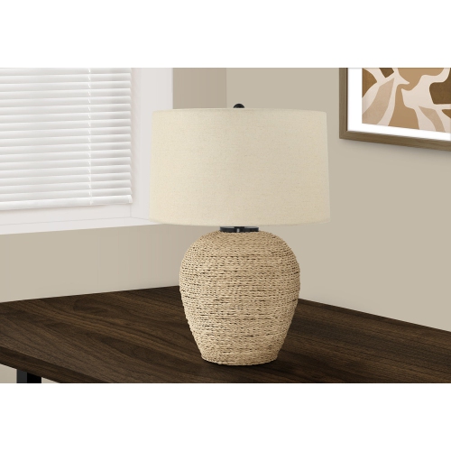 Monarch Specialties I 9713 - Lighting, 25"H, Table Lamp, Rattan, Beige Shade, Transitional