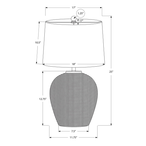 Monarch Specialties I 9713 - Lighting, 25"H, Table Lamp, Rattan, Beige Shade, Transitional