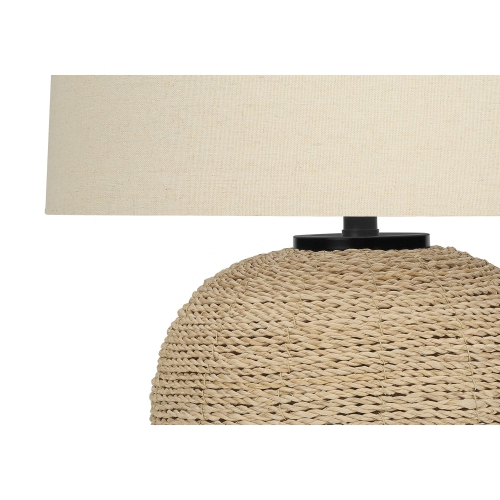 Monarch Specialties I 9713 - Lighting, 25"H, Table Lamp, Rattan, Beige Shade, Transitional