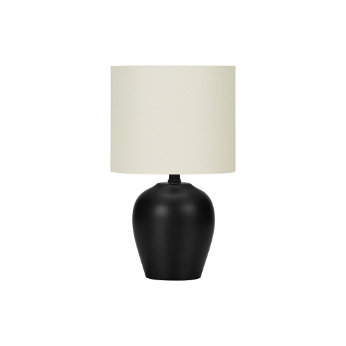 Monarch Specialties I 9738 - Lighting, 17"H, Table Lamp, Black Ceramic, Ivory / Cream Shade, Transitiona