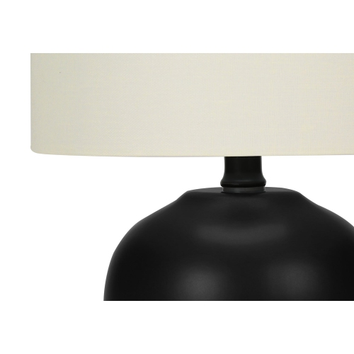 Monarch Specialties I 9738 - Lighting, 17"H, Table Lamp, Black Ceramic, Ivory / Cream Shade, Transitiona
