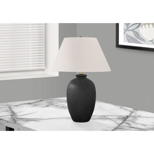 MONARCH SPECIALTIES  I 9721 - Lighting, 24"h, Table Lamp Ceramic, Ivory / Cream Shade, Modern In Black