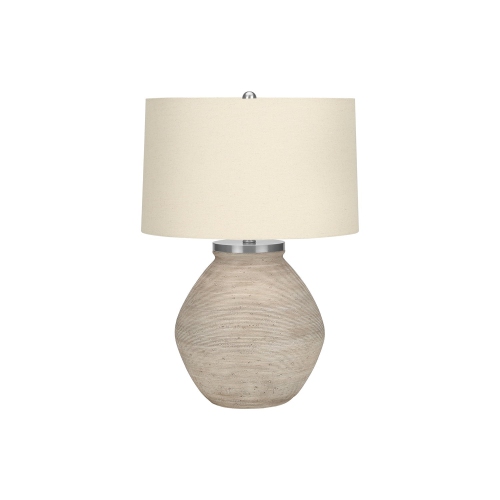 Monarch Specialties I 9714 - Lighting, 25"H, Table Lamp, Cream Concrete, Beige Shade, Contemporary