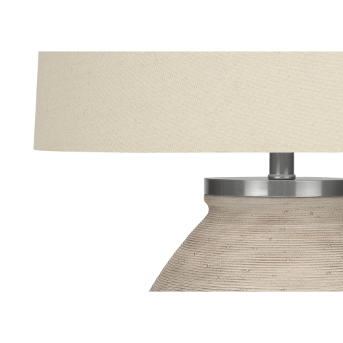 Monarch Specialties I 9714 - Lighting, 25"H, Table Lamp, Cream Concrete, Beige Shade, Contemporary