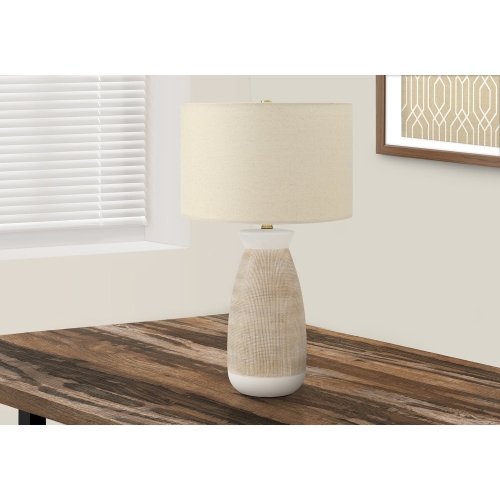 Monarch Specialties I 9724 - Lighting, 27"H, Table Lamp, Cream Ceramic, Beige Shade, Contemporary