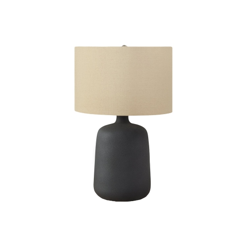 Monarch Specialties I 9635 - Lighting, 24"H, Table Lamp, Black Ceramic, Beige Shade, Contemporary