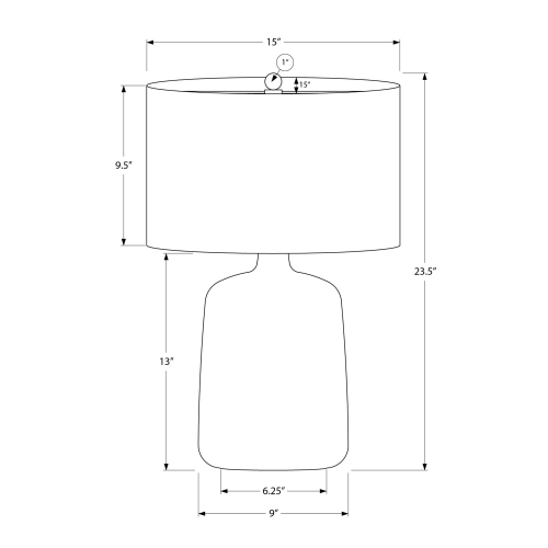 Monarch Specialties I 9635 - Lighting, 24"H, Table Lamp, Black Ceramic, Beige Shade, Contemporary