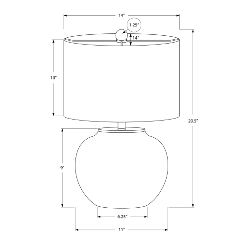 Monarch Specialties I 9722 - Lighting, 21"H, Table Lamp, Cream Ceramic, Ivory / Cream Shade, Modern