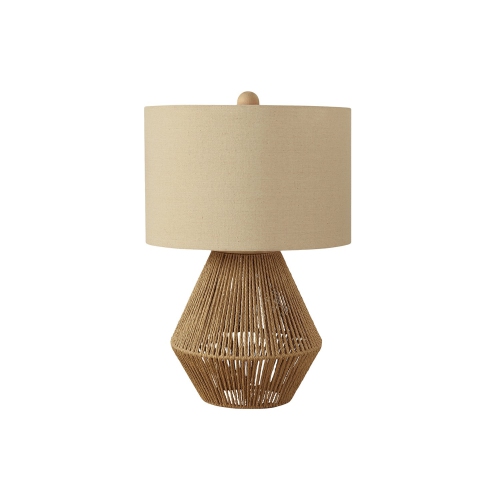 Monarch Specialties I 9628 - Lighting, 22"H, Table Lamp, Brown Rope, Beige Shade, Transitional