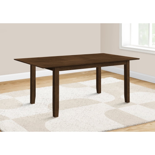 Monarch Specialties I 1371 - Dining Table, 78" Rectangular, 18" Extension Panel, Dining Room, Kitchen, Solid Wood Legs, Veneer Top, Brown Veneer,