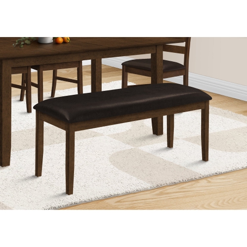 MONARCH SPECIALTIES  I 1373 - Bench, 48" Rectangular, Dining Room, Entryway, Hallway, Kitchen, Upholstered, Wood Solid Wood Leather-Look, Transitional