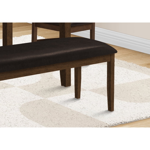 Monarch Specialties I 1373 - Bench, 48" Rectangular, Dining Room, Entryway, Hallway, Kitchen, Upholstered, Wood, Brown Solid Wood, Brown