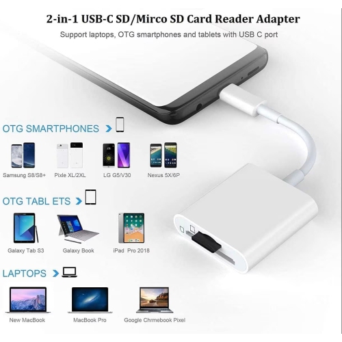 USB C to Micro SD and SD TF Memory Card Reader Adapter Universal Compatibility Compatible with Samsung, Google, Cell Phones with USB C input, Pad