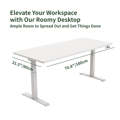 Wenhome Dual Motor Standing Desk, Rise desk, 70.8”x31.5” Large Desktop Included, Anti-collision- White, 5-year Warranty, Free Shipping