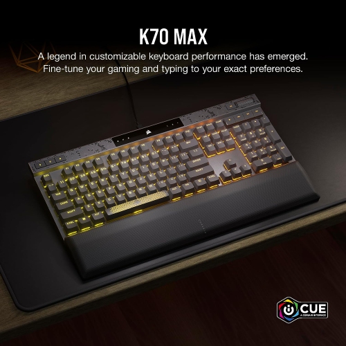 CORSAIR K70 MAX RGB Magnetic-Mechanical Gaming Keyboard CORSAIR MGX, Adjustable Actuation, Rapid Trigger, Steel Gray