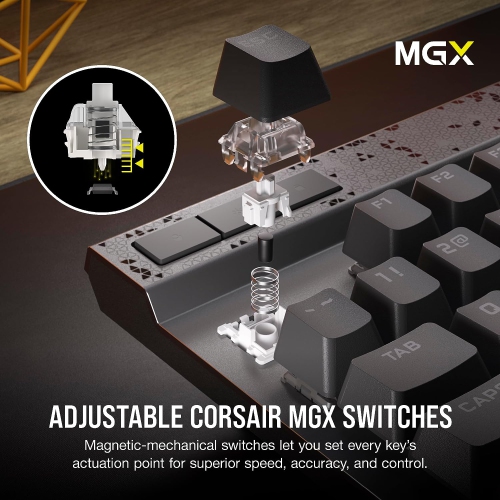 CORSAIR K70 MAX RGB Magnetic-Mechanical Gaming Keyboard CORSAIR MGX, Adjustable Actuation, Rapid Trigger, Steel Gray