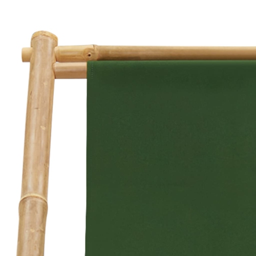 vidaXL Deck Chair Bamboo and Canvas Green