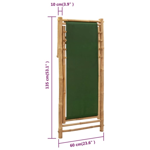 vidaXL Deck Chair Bamboo and Canvas Green