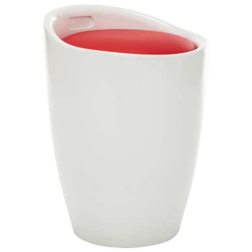 VIDAXL  Storage Stool White And Red Faux Leather