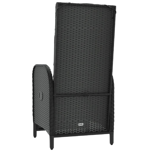 Chaises inclinables d'extérieur vidaXL avec coussins, 2 pièces en poly rotin noir
