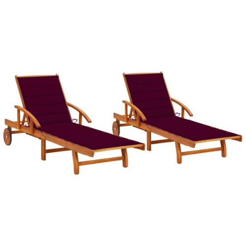 vidaXL Sun Loungers 2 pcs with Cushions Solid Acacia Wood