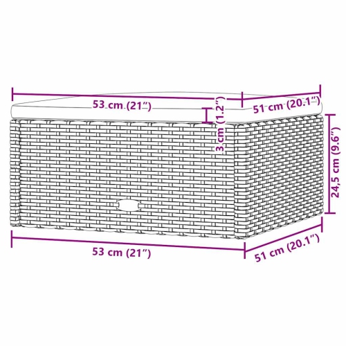 vidaXL Garden Footstool with Cushion Black Poly Rattan