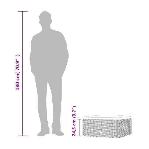 vidaXL Garden Footstool with Cushion Black Poly Rattan