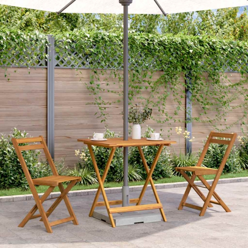 vidaXL Folding Patio Table, Round Side Table, Weather-Resistant, Solid Wood, 27.6" x 27.6" x 29.5"