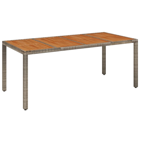 VIDAXL  Garden Table With Wooden Top Grey 190X90X75 Cm Poly Rattan