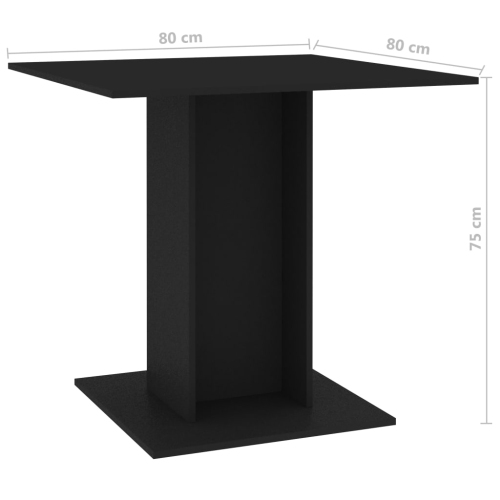 vidaXL Dining Table Black 31.5"x31.5"x29.5" Chipboard