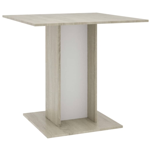 vidaXL Dining Table White and Sonoma Oak 31.5"x31.5"x29.5" Chipboard
