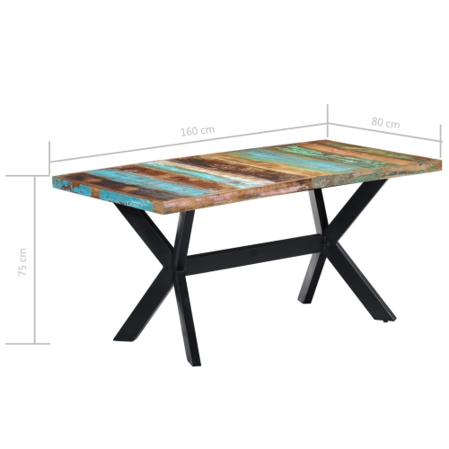 vidaXL Dining Table 63"x31.5"x29.5" Solid Reclaimed Wood