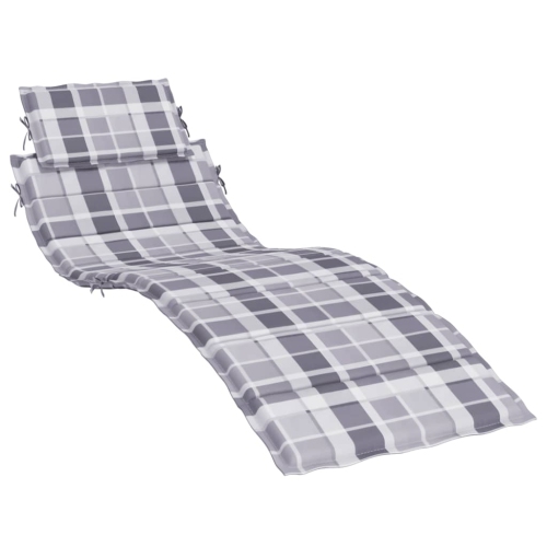 vidaXL Sun Lounger Cushion Grey Check Pattern 186x58x4cm Oxford Fabric